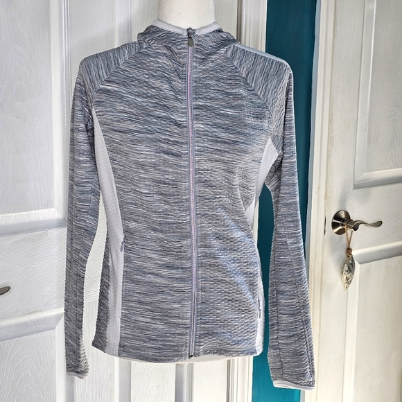 Athleta Gray and White Zip Up Hoodie Jacket Small EUC - Picture 15 of 15